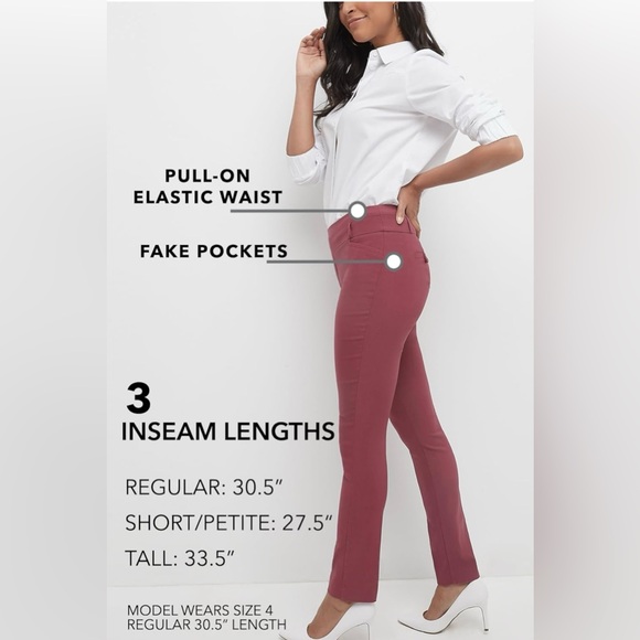 Rekucci Women's Ease Into Comfort Fit Slim Stretch Pants 4 Plum, New With Tags - Picture 10 of 10